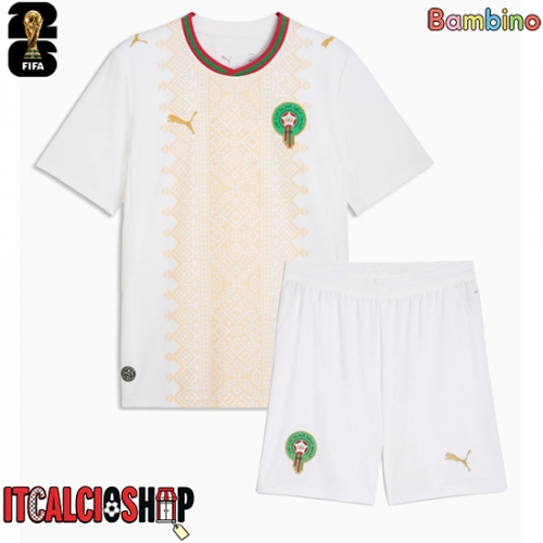 Marocco Seconda Maglia Bambino Mondiali 2026 Manica Corta (+ Pantaloni corti)